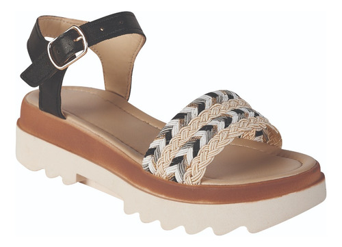 Sandalias Casuales De Dama Estilo 0200 Color Negro Merida