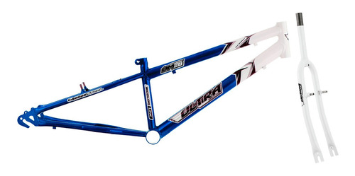 Quadro Aro 26 Ultra Bikes Em Aço Carbono Com Garfo Rebaixado Cor Azul - Branco