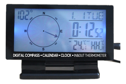 Termómetro Coche Digital Lcd Brújula Cronómetro Calendario T
