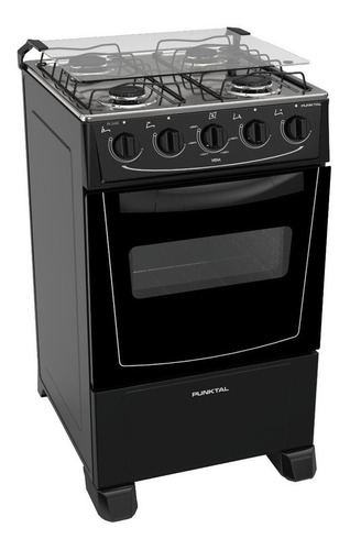 Imagen 1 de 3 de Cocina Punktal Viena PK-268BK a gas 4 hornallas negra puerta con visor 50L