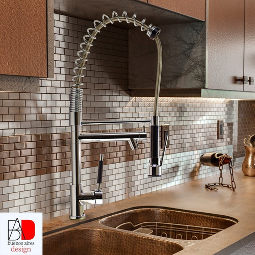 Imagen 5 de 10 de Griferia Cocina Monocomando Duchador Flexible Y Grifo Bronc