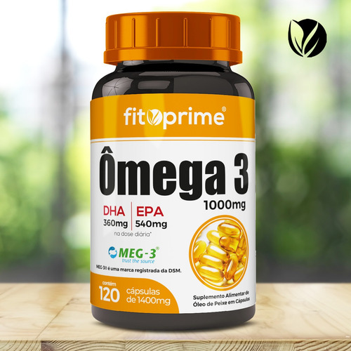 Suplemento de omega 3 en cápsulas de aceite de pescado, 1000 mg, con Meg-3® Fitoprime Seal Pot, 120 cápsulas