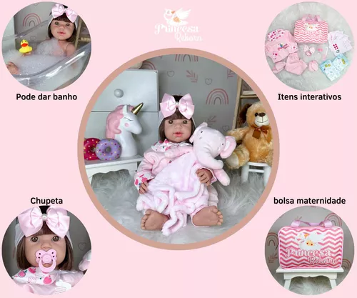 Bebê Reborn Realista 100% Silicone + 23 Itens Bolsa Maternidade