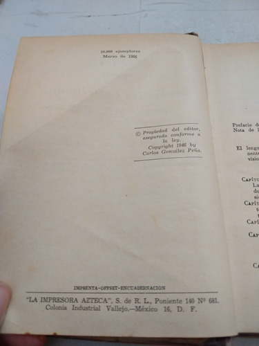 Gramática Castellana Carlos Gonzáles Peña Ed Patria (Usado)