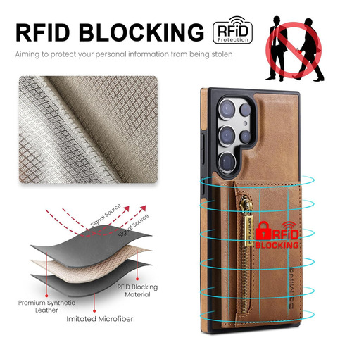 B Funda Tipo Cartera Desmontable For Samsung Galaxy S23 Ultra
