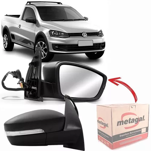 Retrovisor Volkswagen Saveiro Cross Externo Esquerdo Motorista Elétrico 2014  a 2023 Preto Metagal - 615160 - Autoglass