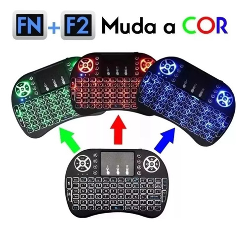Mini Teclado Para Smart Tv Box Recarregável Sem Fio Com Led