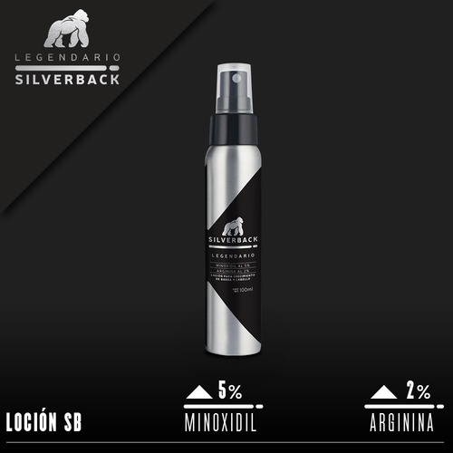 Imagen 2 de 3 de Legendario Silverback Locion. 5% Minoxidil 2% Arginina 100ml