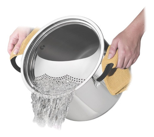 Olla Spaghetti Solar Silicone Tramontina 24 Cm Acero 7,8 Lts Color Gris