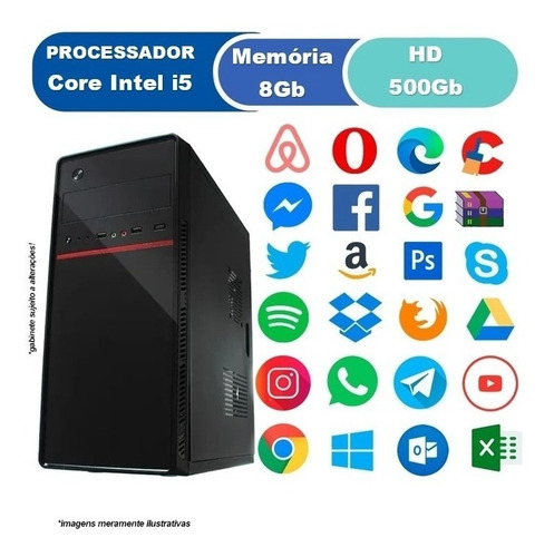 Imagem 2 de 2 de Pc Cpu Nova Intel Core I5 8 Gb Hd 500gb+kit S/fio + Caixinha