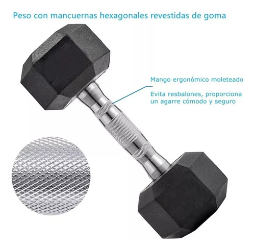 Set 2 Mancuernas 50 Lb 22.67 Kg C/u, Pesas Hexagonales Gym