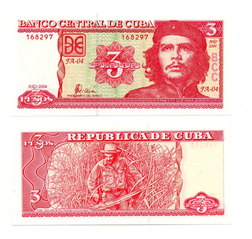 Billete 3 Pesos Cubanos Año 2004 P#127 Unc Che Guevara