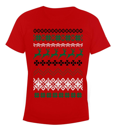 Remera Hombre Navideña Renos Navidad Nieve Árbol