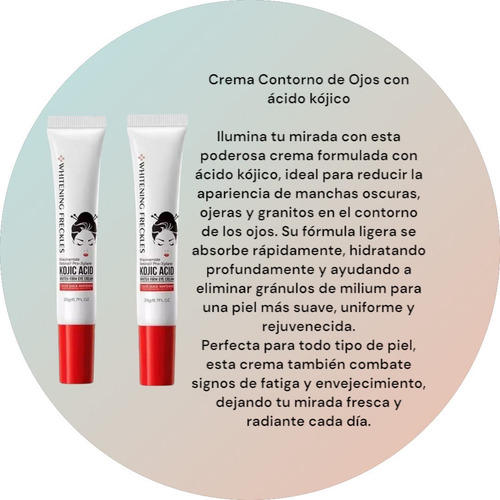 Pack 2 Crema Blanqueadora De Ojos Con Ácido Kójico, Gránulos Todo Tipo De Piel Día/noche