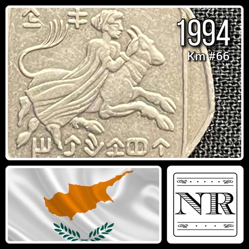Chipre - 50 Cents - Año 1994 - Km #66 - Zeus - Toro