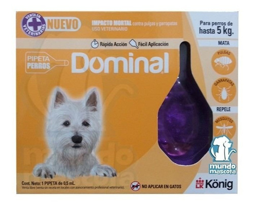 Pipeta Antipulgas Dominal Para Perros De Hasta 5 Kg