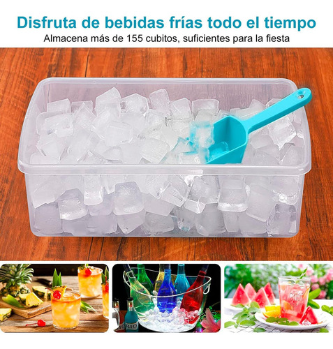 W Bandeja Cubitos Hielo Con Tapa Y Recipiente Para