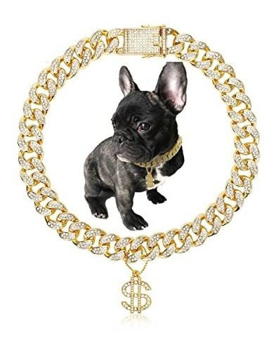 Collar De Perro De Oro 14mm/20mm Gato Cachorro Cadena 4jv59