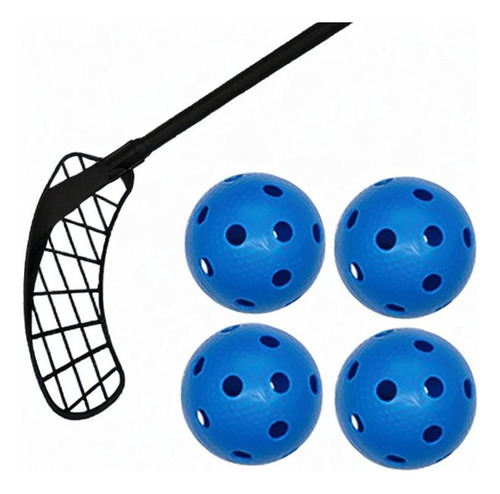 4 Bolas De Floorball Unihockey, Ligeras, 26 Agujeros, Azul