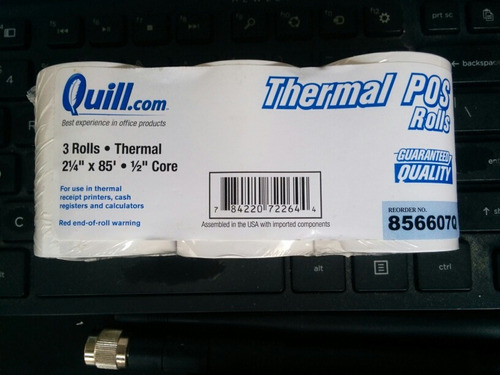 Quill Thermal Calculator Printer Paper Rolls 1/4  X 85' -3 C