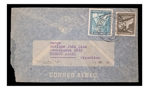 Sobre Circulado Chile A Argentina Via Aerea 1940 Yv. 33 Y 39