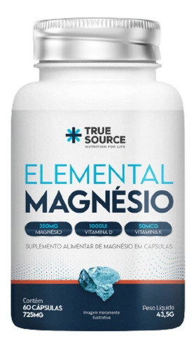 Elemental Magnésio 60 Cápsulas True Source