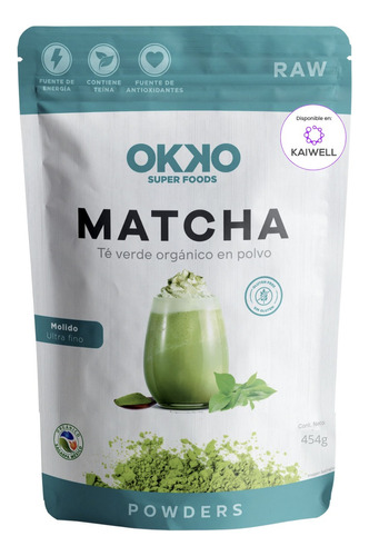 Matcha Organico En Polvo Okko 454g Sin Azúcar Ni Lactosa