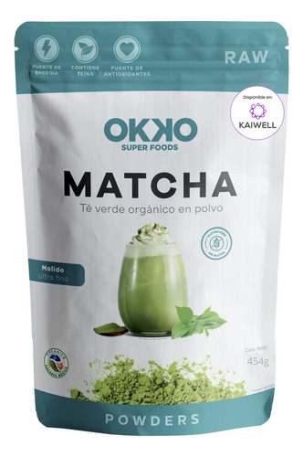 Matcha Organico En Polvo Okko 454g Sin Azúcar Ni Lactosa