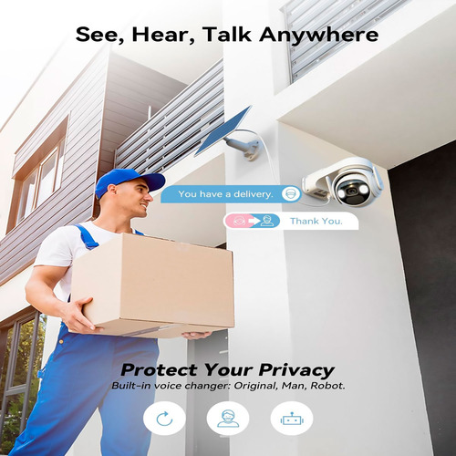 Cámara Seguridad Wifi Cell Pt 3mp 360º Panel Solar Batería