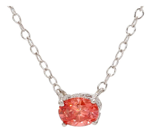 Colar Solitário Oval Com Pingente De Diamante