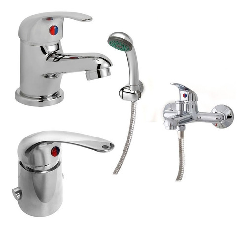 Set Griferia Para Baño Monocomando Peirano Lugo Lavatorio + Bidet + Ducha Con Transferencia