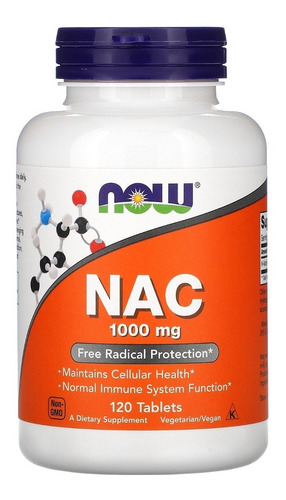 Nac 1000mg 120 Tablets Now Foods Sabor Sem sabor