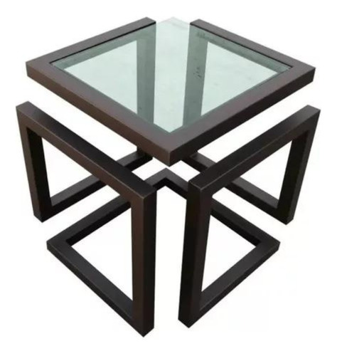 Mesa De Centro Moderna Cubo Infinito Herrería Artesanal 45cm