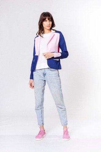 Blazer Rosa Fucsia Y Azul Giacca