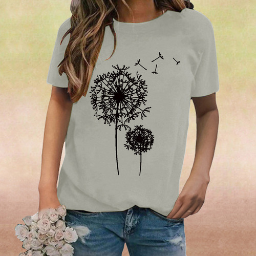 Playera Holgada Con Estampado De Jersey Con Cuello Redondo Y