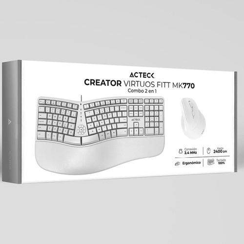 Kit Teclado Y Mouse Acteck Virtuos Fitt Mk770 Inalambrico Usb-c Blanco