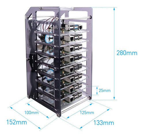 Geeekpi Raspberry Pi Cluster Case, Raspberry Pi Rack Case...