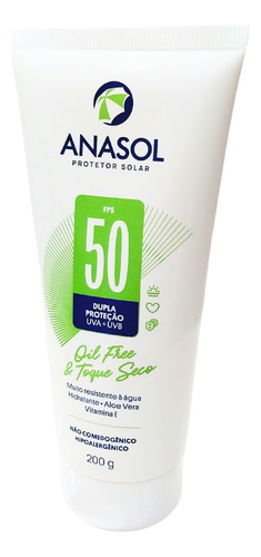 Protetor Solar Toque Seco 50 Fps Anasol 200gr Uva E Uvb