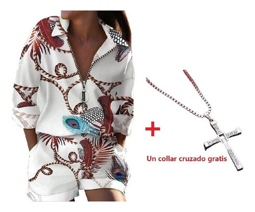 Conjunto De Mujer Camisa + Short Con Estampado De Letras [u]