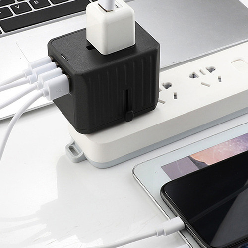 Adaptador De Viagem Universal 100-250v Com 4 Portas Usb Para