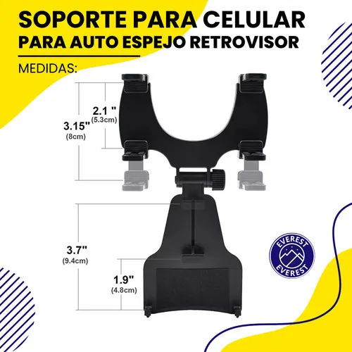 Soporte Para Celular Para Auto Espejo Retrovisor Montaje Seguro Y Ajustable Para Una Visibiiidad Óptima Mientras Conduces