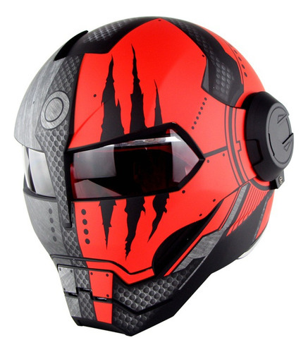 Guapo Genial Casco Integral De Negro Y Rojo Iron Mans