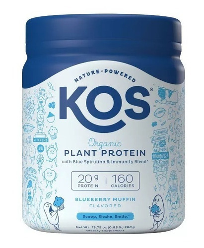 Kos Organic Plant Protein Proteina Vegetal 390g Mf Sabor Blueberry Muffin