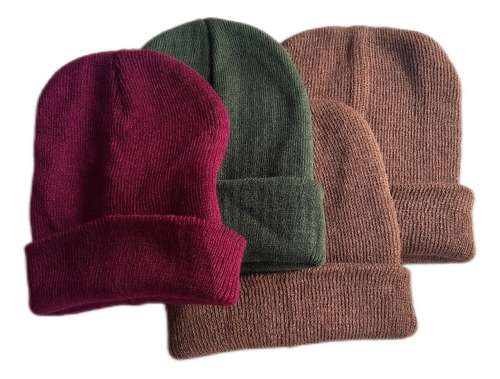 Gorro Lana Clásico Liso Colores Invierno Abrigado