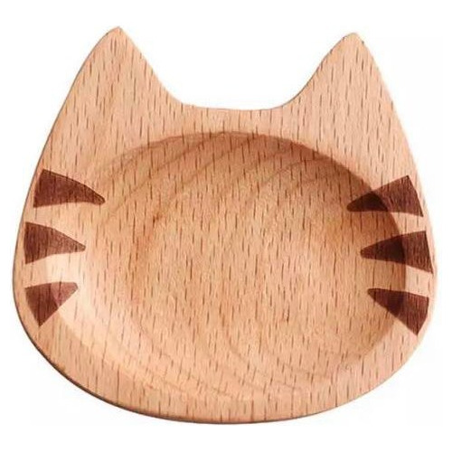 Platillo De Madera Gato Kawaii Para Sushi Especiero Salsas