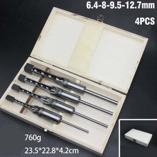 Imagen 7 de 7 de Kit De 4 Brocas Perforación Cuadrada Para Taladro De Banco