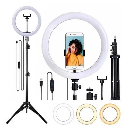 Kit Iluminação Led Ring Light Tripé Mesa Iluminador Para Vídeos Youtube Circular Ring Light - 3500k A 5500 110V/220V