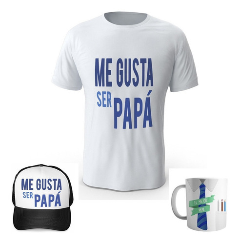 Combo Camiseta + Gorra + Mug Dia Del Padre Papá R3