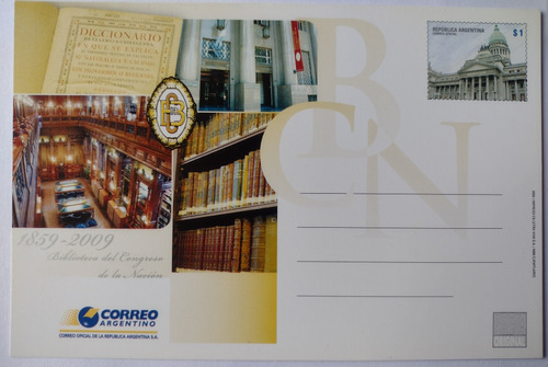 Entero Postal Biblioteca Del Congreso De La Nación Año 2009