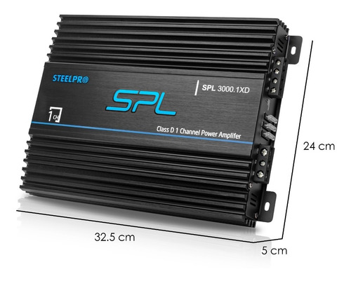 Imagen 6 de 6 de Amplificador Clase D Monoblock Auto 3000 W Max Spl- Steelpro